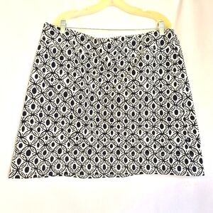 Talbots Women's Navy White Geo Print A-Line Skirt  Plus Sz 18wp